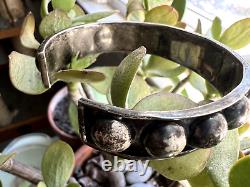 OLD PAWN Southwestern ROW CUFF bracelet silver Navajo ball dot bump up early