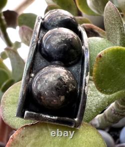 OLD PAWN Southwestern ROW CUFF bracelet silver Navajo ball dot bump up early