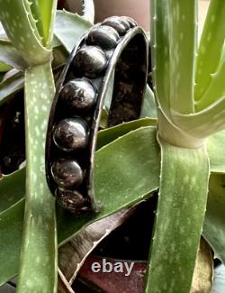 OLD PAWN Southwestern ROW CUFF bracelet silver Navajo ball dot bump up early