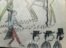 ORIGINAL INDIAN WARS LEDGER DRAWING! Early 1900s