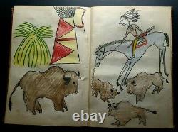 ORIGINAL Indian School Drawin in Grammer Book. Late 1800s early 1900s