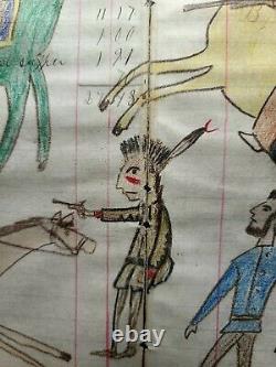 ORIGINAL Indian School Ledger Drawing. Early 1900s