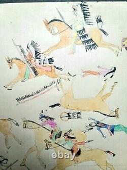 ORIGINAL LEDGER DRAWING. Indian Calvary Battel. Early 1900s