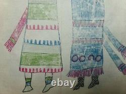 ORIGINAL LEDGER DRAWING. Two Sioux Dolls. Early 1900s