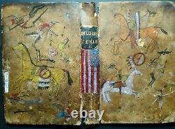 ORIGINAL LEDGER DRAWING on old leather book cover! Early 1900s
