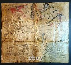 ORIGINAL LEDGER Drawings on old Civil War map book pages. EARLY 1900s
