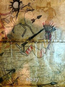 ORIGINAL LEDGER Drawings on old Civil War map book pages. EARLY 1900s