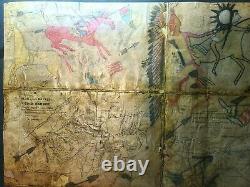 ORIGINAL LEDGER Drawings on old Civil War map book pages. EARLY 1900s