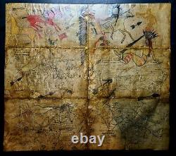 ORIGINAL LEDGER Drawings on old Civil War map book pages. EARLY 1900s