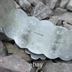 Old Early Fred Harvey Era Native American Green Turquoise Sterling Cuff Bracelet