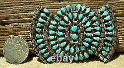 Old NAVAJO MADE STERLING SILVER & TURQUOISE GIANT BOW TIE EARLY BROOCH, WOW