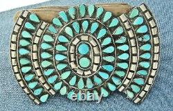 Old NAVAJO MADE STERLING SILVER & TURQUOISE GIANT BOW TIE EARLY BROOCH, WOW