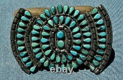 Old NAVAJO MADE STERLING SILVER & TURQUOISE GIANT BOW TIE EARLY BROOCH, WOW