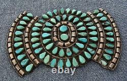 Old NAVAJO MADE STERLING SILVER & TURQUOISE GIANT BOW TIE EARLY BROOCH, WOW