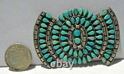 Old NAVAJO MADE STERLING SILVER & TURQUOISE GIANT BOW TIE EARLY BROOCH, WOW