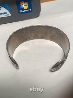 Old Pawn 1930's Early Navajo Ingot Silver Applique Bead Stamped Cuff Bracelet