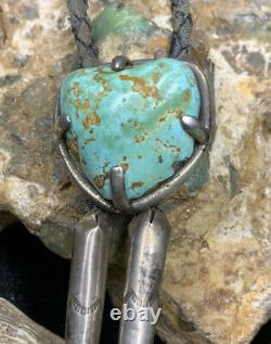 Old Pawn, EARLY Hopi Ralph Tawangyaouma Sterling Silver & Turquoise Bolo