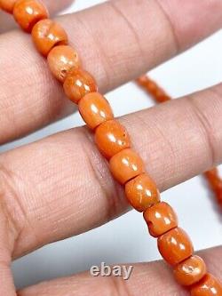 Old Pawn Early Native American Untreated Natural Coral Graduated Bead Necklace