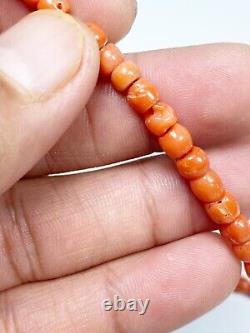 Old Pawn Early Native American Untreated Natural Coral Graduated Bead Necklace
