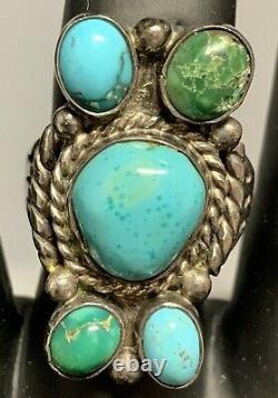 Old Pawn Early Navajo C. 1930-50 Sleeping Beauty & Royston Sterling Ring Size 11