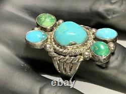 Old Pawn Early Navajo C. 1930-50 Sleeping Beauty & Royston Sterling Ring Size 11