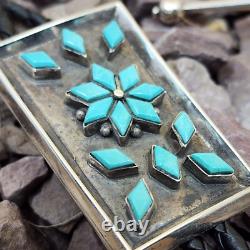 Old Pawn Early Zuni Turquoise Sterling Silver Bolo Tie