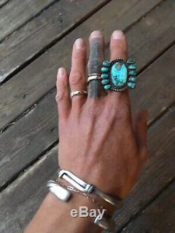 Old Pawn Navajo ring early turquoise sterling silver 925 6.75 6 3/4 6.5 6 1/2