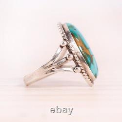 Old Pawn Sterling Early Thunderbird Turquoise Rope Rain Drops Ring Size 7.5