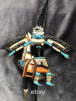 Old Vintage Zuni Eagle Dancer Early 50's 60's Turquoise Shell Inlay Unsigned