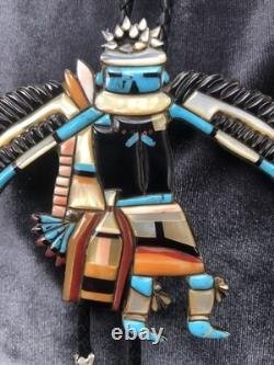 Old Vintage Zuni Eagle Dancer Early 50's 60's Turquoise Shell Inlay Unsigned