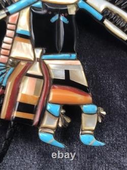 Old Vintage Zuni Eagle Dancer Early 50's 60's Turquoise Shell Inlay Unsigned