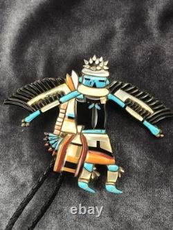 Old Vintage Zuni Eagle Dancer Early 50's 60's Turquoise Shell Inlay Unsigned