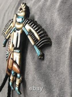 Old Vintage Zuni Eagle Dancer Early 50's 60's Turquoise Shell Inlay Unsigned