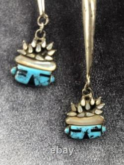 Old Vintage Zuni Eagle Dancer Early 50's 60's Turquoise Shell Inlay Unsigned