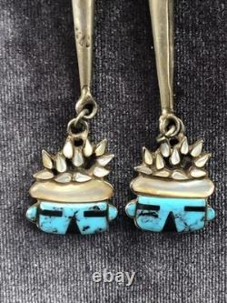 Old Vintage Zuni Eagle Dancer Early 50's 60's Turquoise Shell Inlay Unsigned