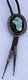 Old Early Native American, Navajo Sterling Silver & Turquoise Rustic Bolo Tie