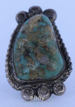 Old early Navajo Native American, Turquoise & Sterling silver large & heavy ring
