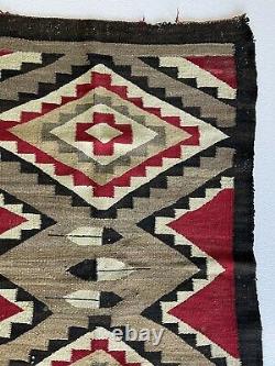 Old early Navajo rug, 44.5x26blanket Native American colorful textile, weaving
