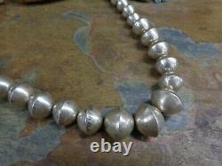 Omg! Amazing Early Navajo Sterling Graduated Bench Bead Necklace Native Old Pawn