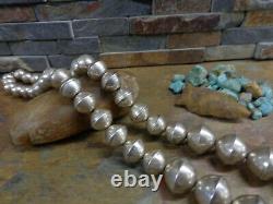 Omg! Amazing Early Navajo Sterling Graduated Bench Bead Necklace Native Old Pawn
