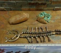 Omg! Early Navajo Yei Kachina Sterling Squash Blossom Necklace Native Old Pawn