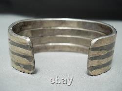 One Of Best Early Small Wrist Vintage Zuni Turquoise Sterling Silver Bracelet