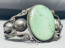 One Of Best Early Vintage Navajo Cerrillos Turquoise Sterling Silver Bracelet