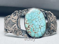 One Of Best Early Vintage Navajo Spiderweb Turquoise Sterling Silver Bracelet