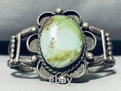 One Of Finest Early Royston Turquoise Vintage Navajo Sterling Silver Bracelet