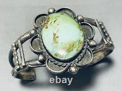 One Of Finest Early Royston Turquoise Vintage Navajo Sterling Silver Bracelet