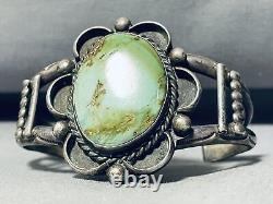 One Of Finest Early Royston Turquoise Vintage Navajo Sterling Silver Bracelet