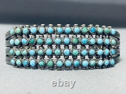 One Of The Best Early 1900's Vintage Zuni Turquoise Sterling Silver Bracelet