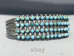 One Of The Best Early 1900's Vintage Zuni Turquoise Sterling Silver Bracelet