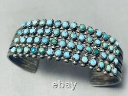 One Of The Best Early 1900's Vintage Zuni Turquoise Sterling Silver Bracelet